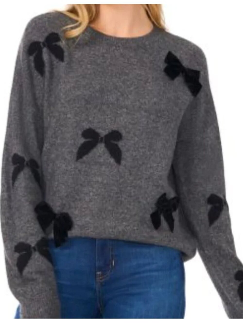 Cute 1. State women's sweater with black velvet bows - Small oversized